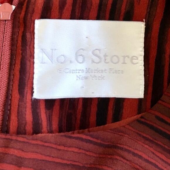 No. 6 Store Red Gathered Ruched Striated Striped 100% Silk Mini Dress 2 M - Picture 7 of 10